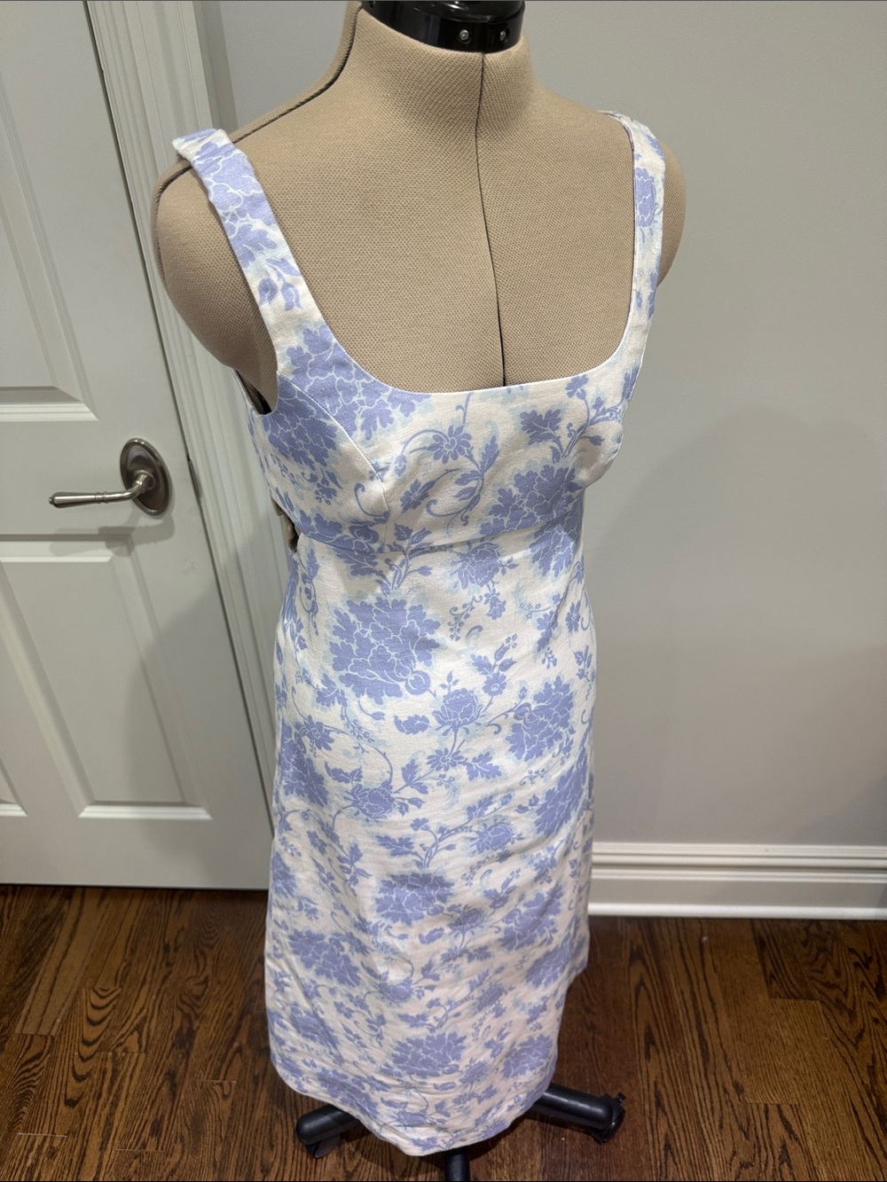 ZIMMERMANN Postcard Blue Floral Shoulder Tie Midi Dress Size 1 / US 6 / M - Picture 12 of 14